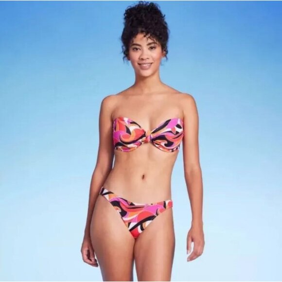 SHADE & SHORE BIKINI TOP ABSTRACT PRINT MULTICOLOR UNDERWIRE SWIM SUIT NWT - Picture 2 of 4